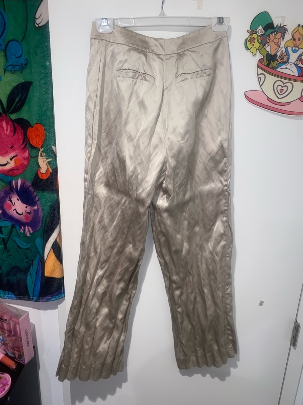 Lafayette 148 New York Champagne Satin Wide Leg Cropped Pants Size 2M - Picture 5 of 7